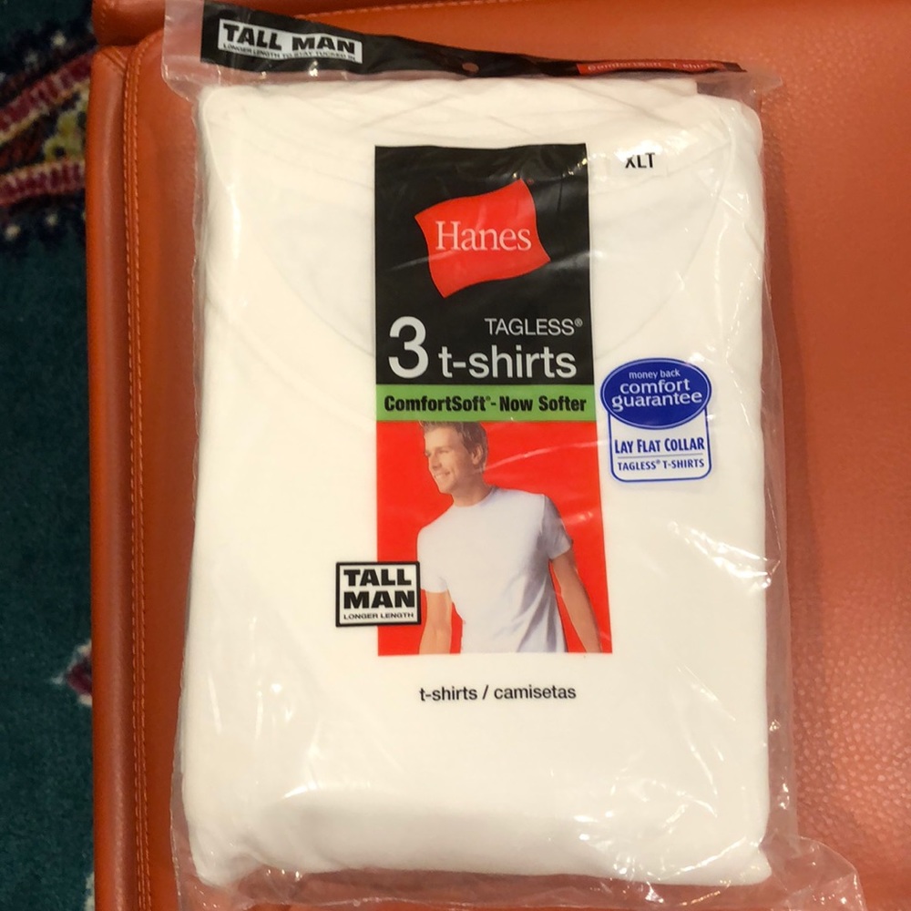 6 Hanes Tall Man Tagless t-shirts XLT